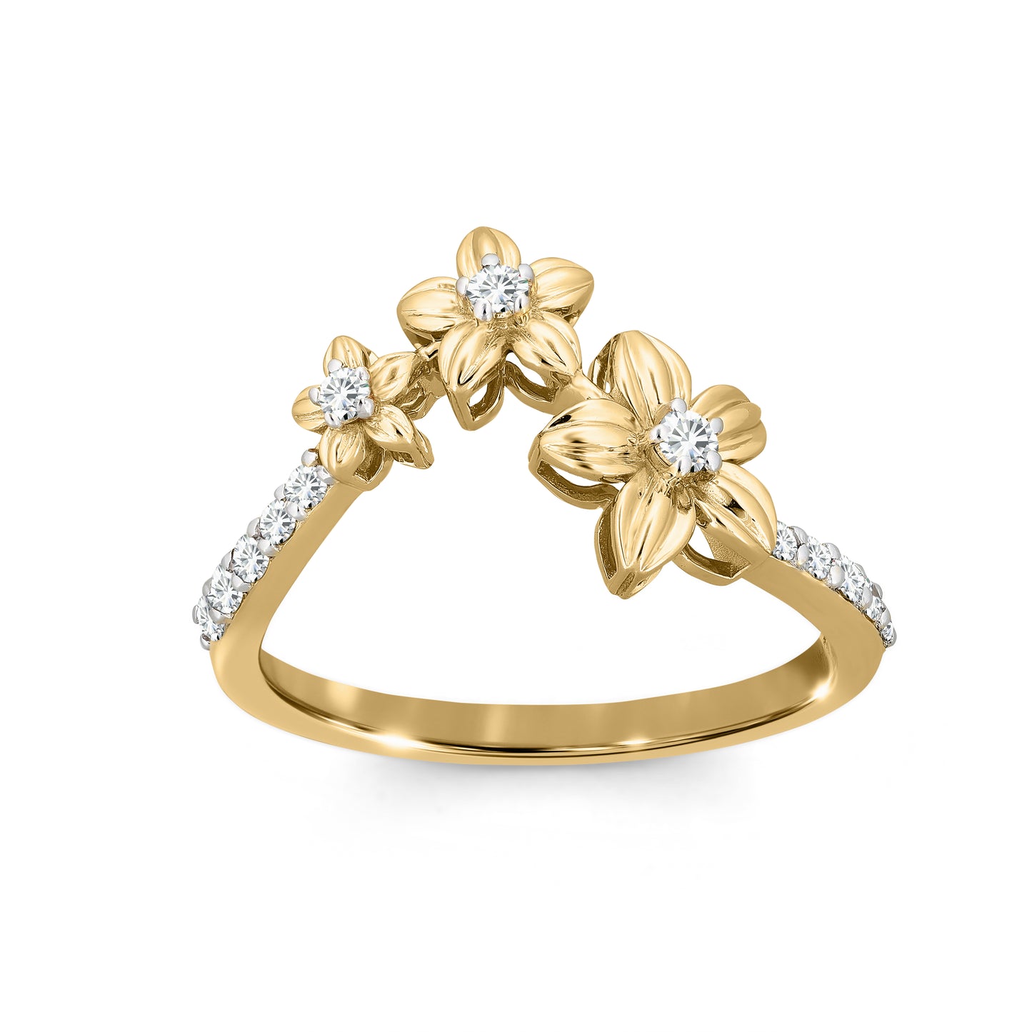 Full Bloom Ring. 3 Flowers